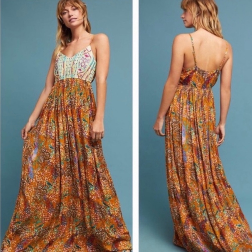 Anthropologie Raga Parkland Maxi Dress, Ochre